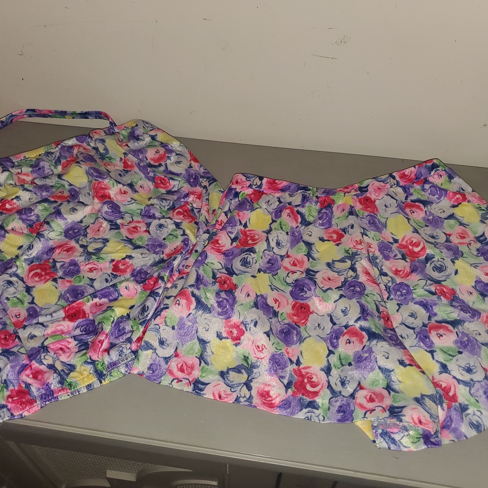 Vintage Floral Swim Set - Vintage High Waist Shorts And Matching Halter Top Tube